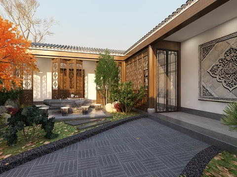 New Chinese Landscape Courtyard Free