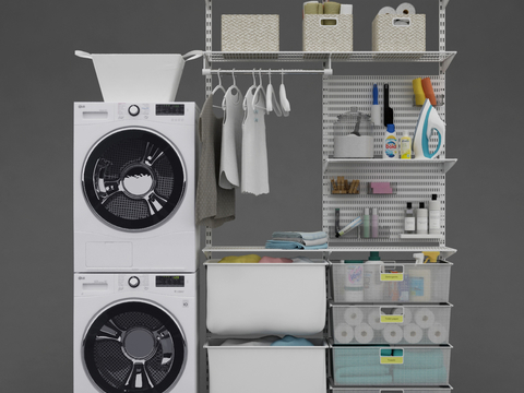 Modern washing machine storage basket bathroom rack combination