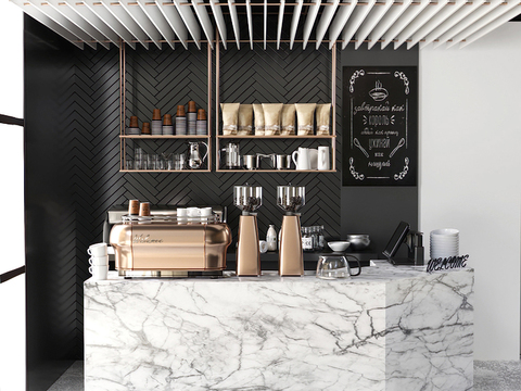 Industrial Wind Cafe Marble Cashier Desk