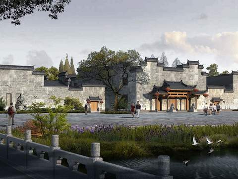 Neo-Chinese Style Chinese Ancient Architecture appearance psd