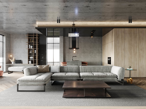 Industrial-style simple living room dining room