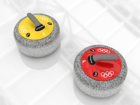 Winter Olympic curling sports equipment