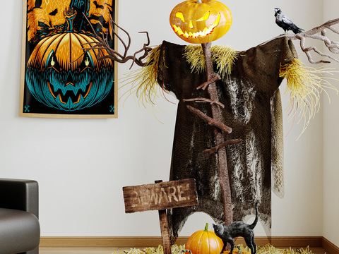 Halloween ornaments scarecrow pumpkin head lamp pumpkin sculpture