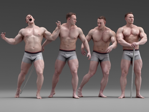 Modern Sports White Muscle Man