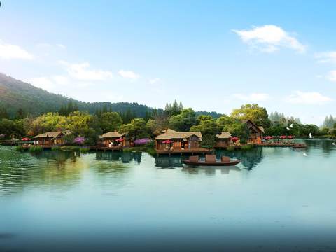 Chinese Lake Landscape psd