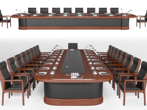 Modern Solid Wood Conference Table and Chair