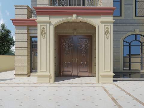 European-style villa courtyard entrance door for free