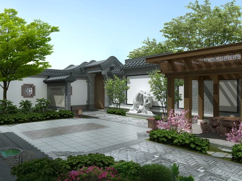 Chinese Courtyard View Free