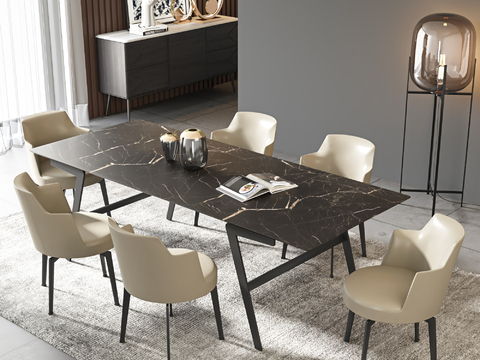 FLEXFORM marble dining table and chair