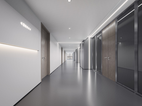 Modern office aisle elevator corridor