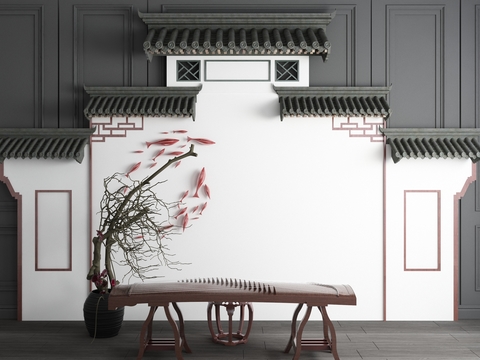 Neo-Chinese Style Huizhou Horse Head Wall Guzheng