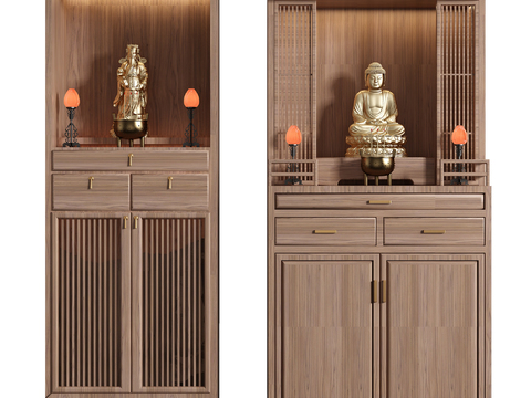 Neo-Chinese Style Solid Wood Buddha Niches