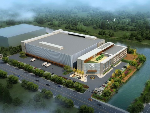 Bird's-eye view of modern factory building