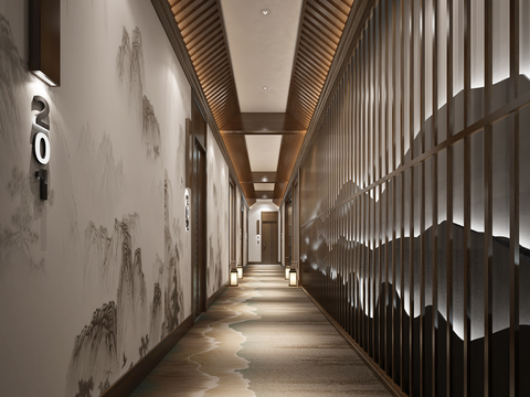 New Chinese Hotel Corridor