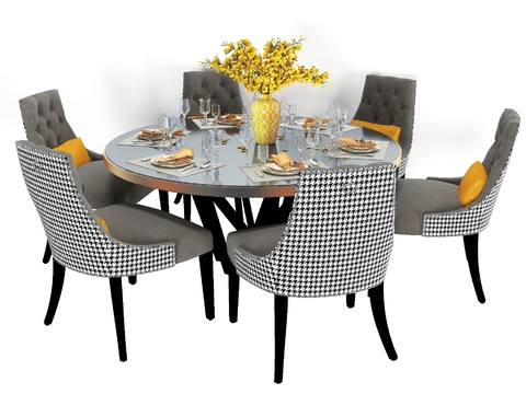 Modern Affordable Luxury Style Dining Table and Chair Free