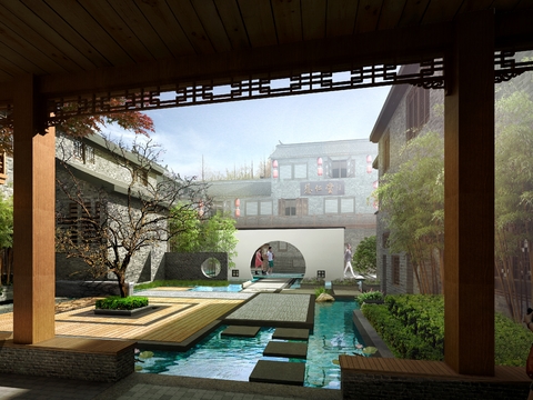 Neoclassical Style courtyard atrium psd