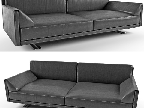 Modern leather two-seat office sofa