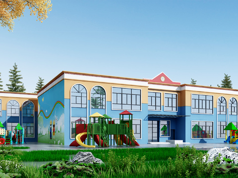 Modern kindergarten building appearance free