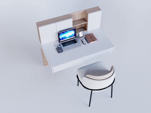 Modern minimalist solid wood fabric desk and chair for free