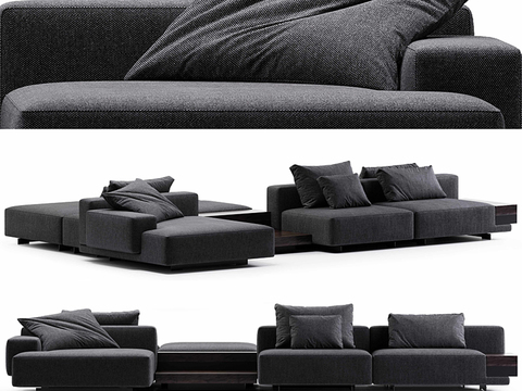 Molteni & c modern black stitching multiplayer sofa