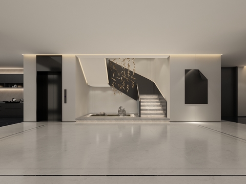 Modern clubhouse stairwell aisle