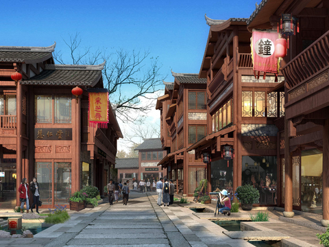 new chinese commercial street pedestrian street psd