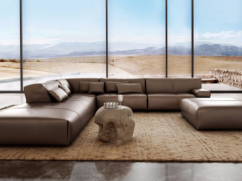 Fendi Modern Leather Corner Multiplayer Sofa