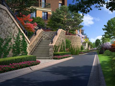 modern community park road bridge landscape psd