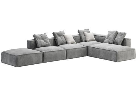 Bonaldo modern gray fabric corner sofa set