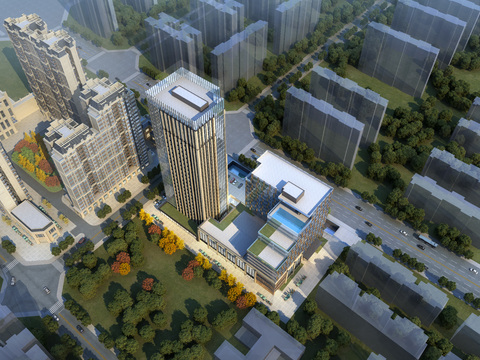 Bird's-eye view planning of modern commercial buildings