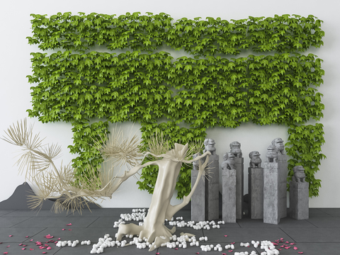 Neo-Chinese Style Fake Tree Stone Pillar Vine Landscape Sick