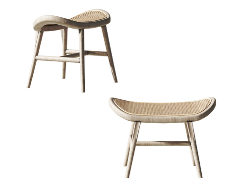 Quiet Rattan Grid Stool