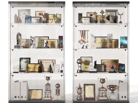 Modern glass trophy certificate of honor display cabinet