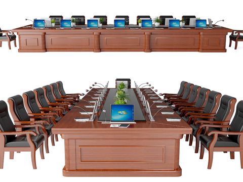 Modern Solid Wood Conference Table and Chair