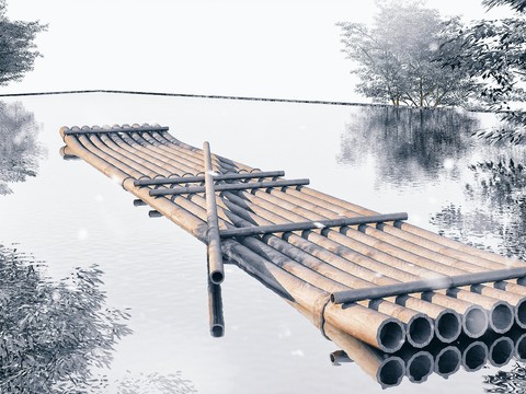 Natural Wind Bamboo Row Bamboo Raft