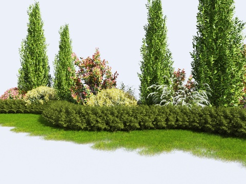 Shrubbery plants pile landscape trees