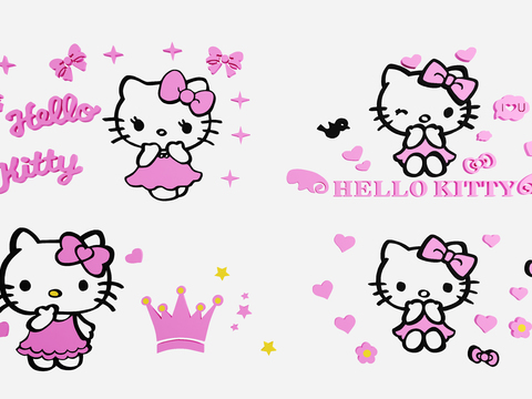 Modern Hello Kitty Cartoon Wall Sticker