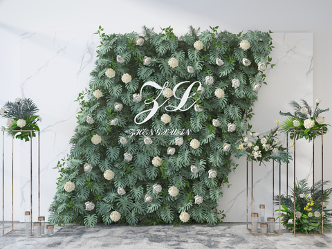 Modern Wedding Green Plant Wall Photo Area