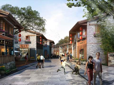 chinese commercial street landscape psd