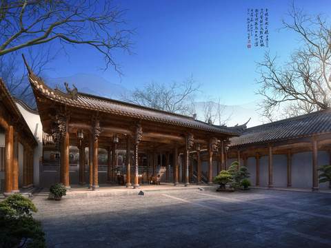 Chinese ancient architecture temple psd