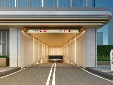 Underground parking garage entrance