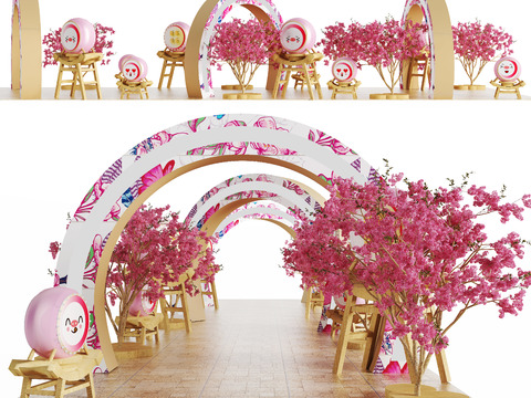 Neo-Chinese Style Art Display Wedding Aisle Festival Cherry Tree