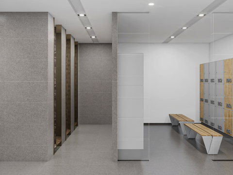 Modern gym locker room