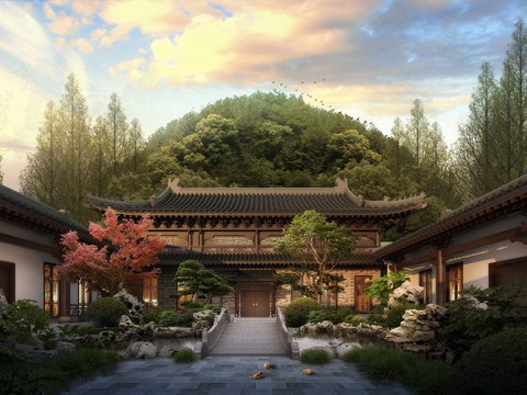 Chinese-style ancient courtyard house