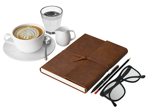 Modern Coffee Cup Cowhide Laptop Glasses