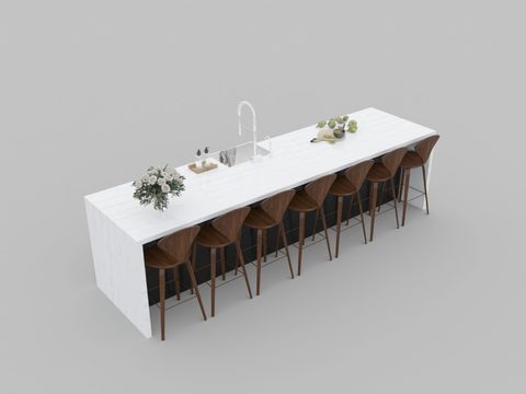 Modern Affordable Luxury Style Marble Solid Wood Bar Table Solid Wood Bar Chair Free