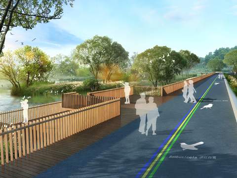 modern road beam bridge wetland park landscape psd