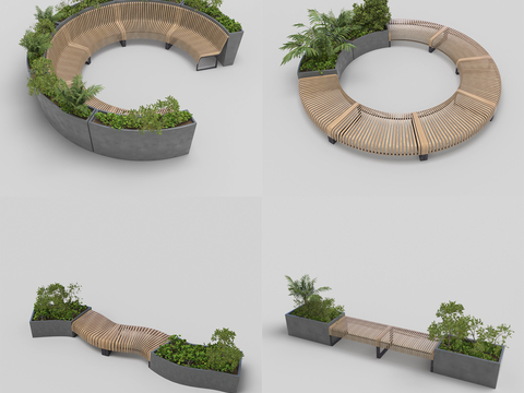 Modern Outdoor Flower Box Public Chair