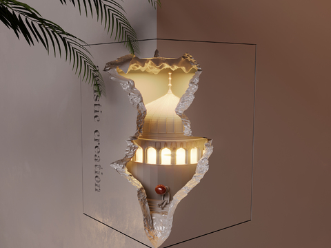 The embedded corner gypsum wall lamp