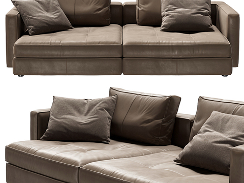 Poltrona Frau leather two-seat sofa